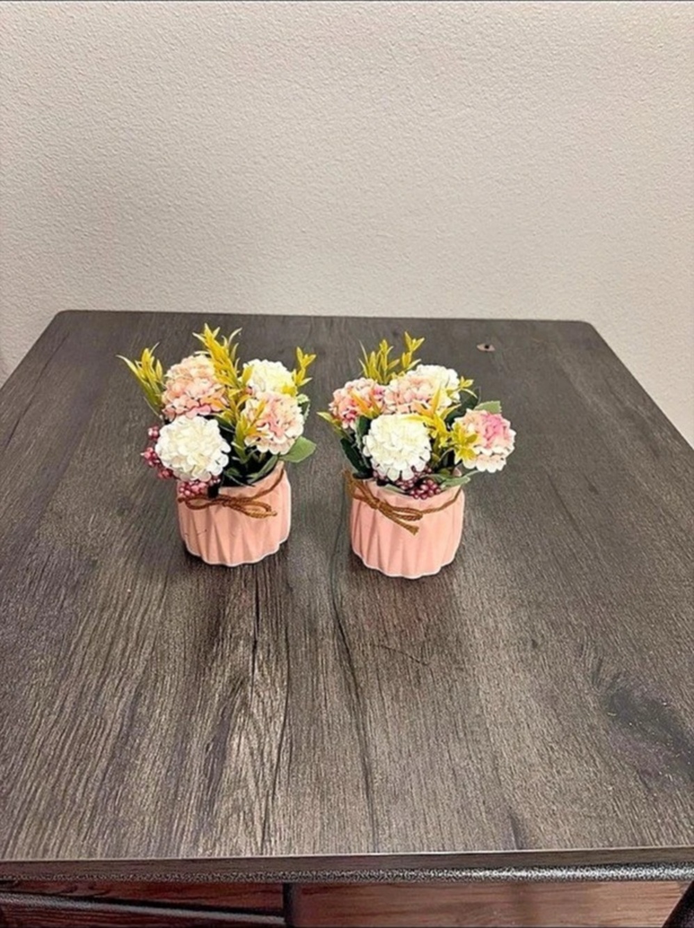 Pink & White Faux Floral Arrangements Set